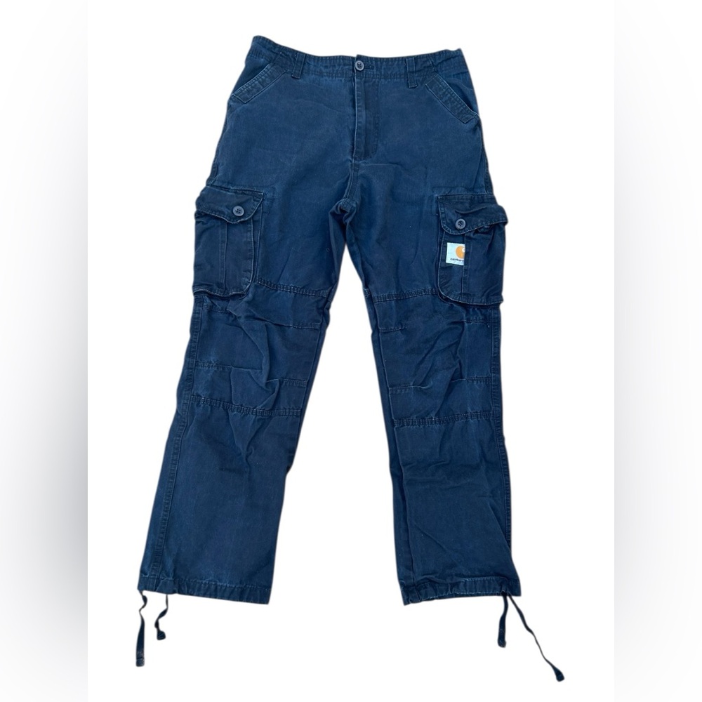 Carhartt WIP Mens Cargo Pants Black Cotton Relaxed Fit Ripstop 32x28